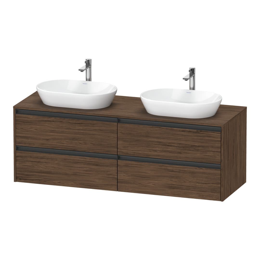 Duravit Ketho.2 – Έπιπλο Νιπτήρα – 1600 mm, για κονσόλα, 4 συρτάρια – Walnut dark Matt, Decor (K24899B21210000)