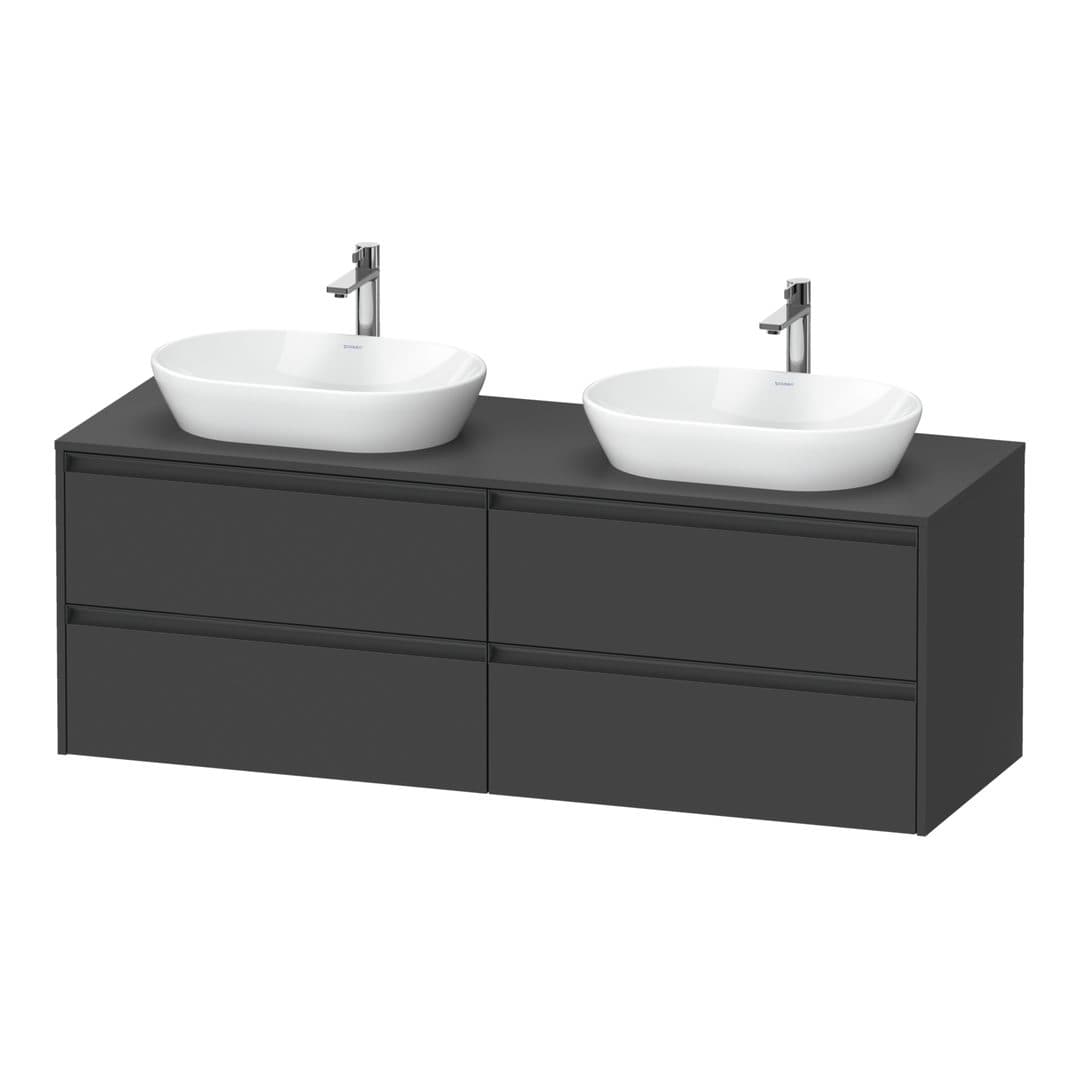 Duravit Ketho.2 – Έπιπλο Νιπτήρα – 1600 mm, για κονσόλα, 4 συρτάρια – Graphite Matt, Decor (K24899B49490000)