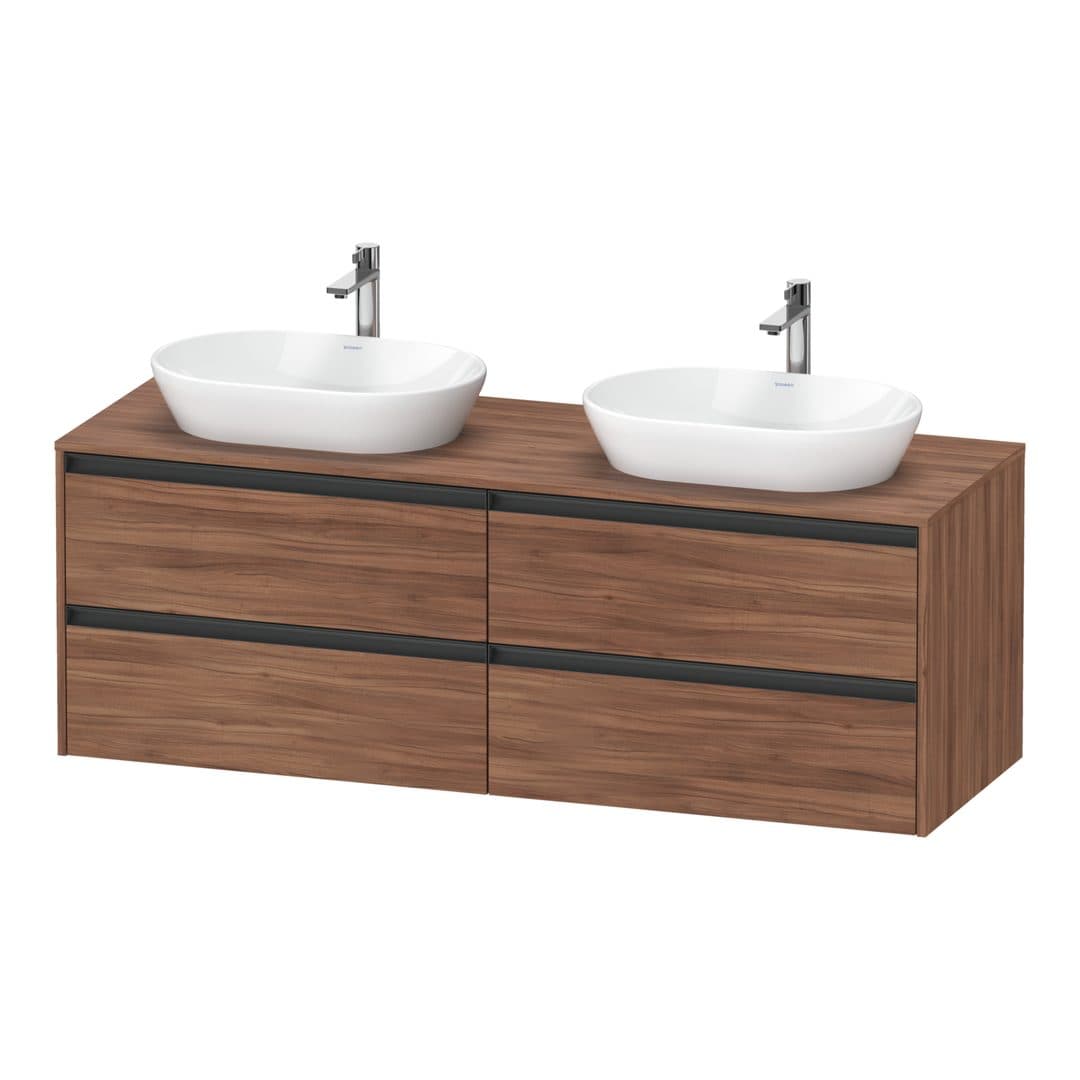 Duravit Ketho.2 – Έπιπλο Νιπτήρα – 1600 mm, για κονσόλα, 4 συρτάρια – Walnut Matt, Decor (K24899B79790000)