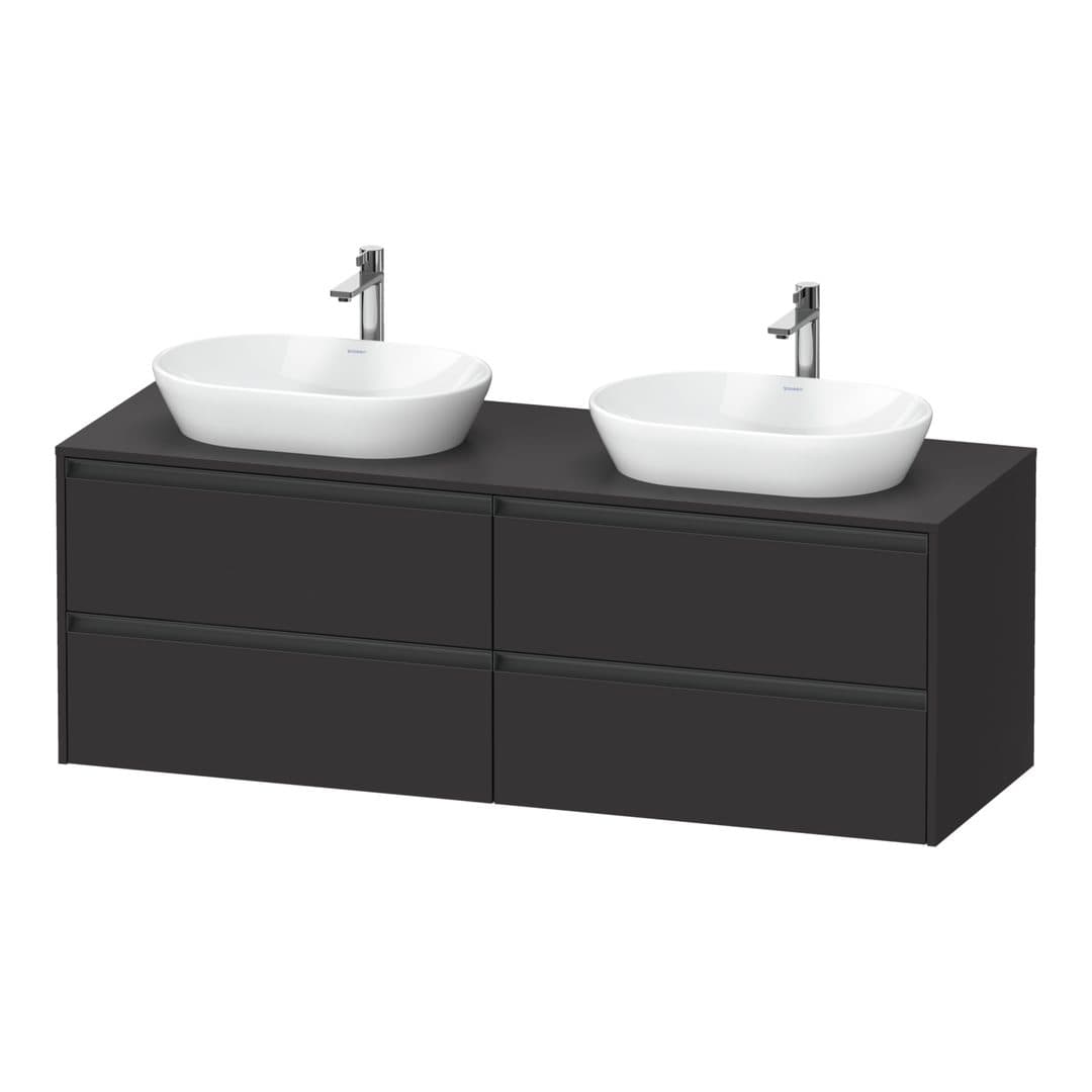 Duravit Ketho.2 – Έπιπλο Νιπτήρα – 1600 mm, για κονσόλα, 4 συρτάρια – Graphite Super Matt, Decor (K24899B80800000)