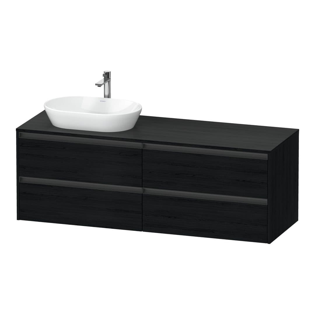Duravit Ketho.2 – Έπιπλο Νιπτήρα – 1600 mm, για κονσόλα, 4 συρτάρια, νιπτήρας αριστερά – Black oak Matt, Decor (K24899L16160000)