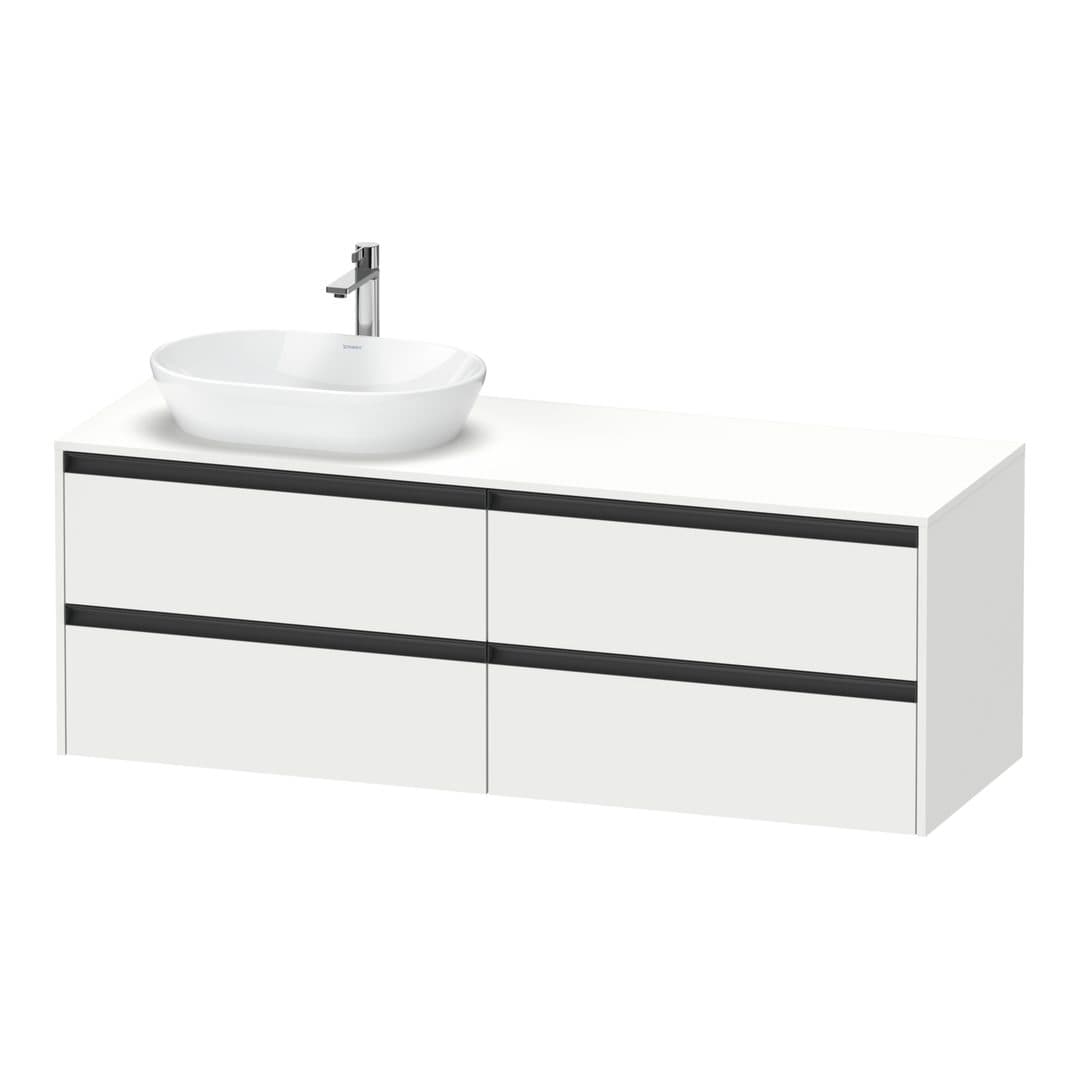 Duravit Ketho.2 – Έπιπλο Νιπτήρα – 1600 mm, για κονσόλα, 4 συρτάρια, νιπτήρας αριστερά – White Matt, Decor (K24899L18180000)