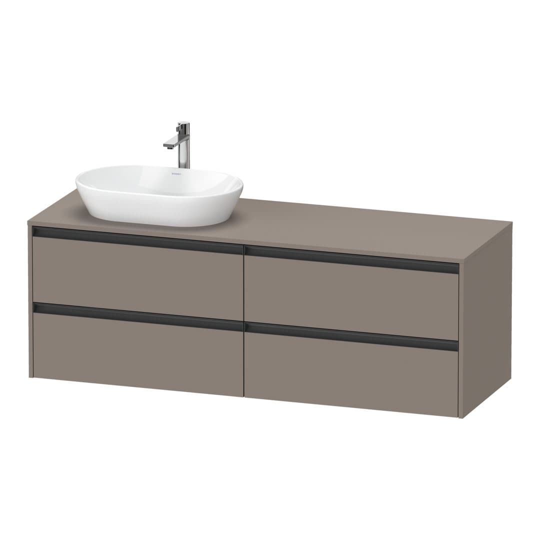 Duravit Ketho.2 – Έπιπλο Νιπτήρα – 1600 mm, για κονσόλα, 4 συρτάρια, νιπτήρας αριστερά – Basalte Matt, Decor (K24899L43430000)