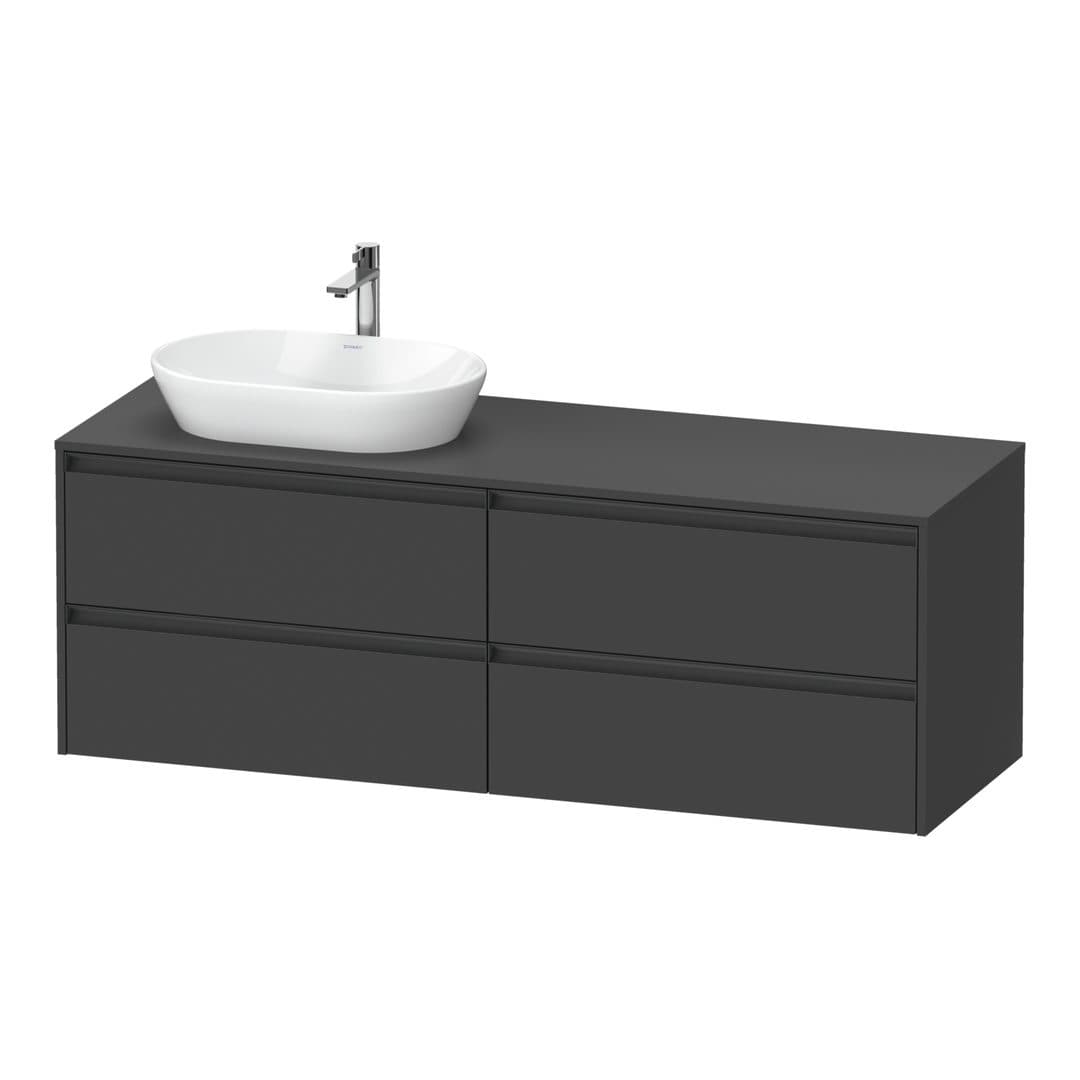 Duravit Ketho.2 – Έπιπλο Νιπτήρα – 1600 mm, για κονσόλα, 4 συρτάρια, νιπτήρας αριστερά – Graphite Matt, Decor (K24899L49490000)