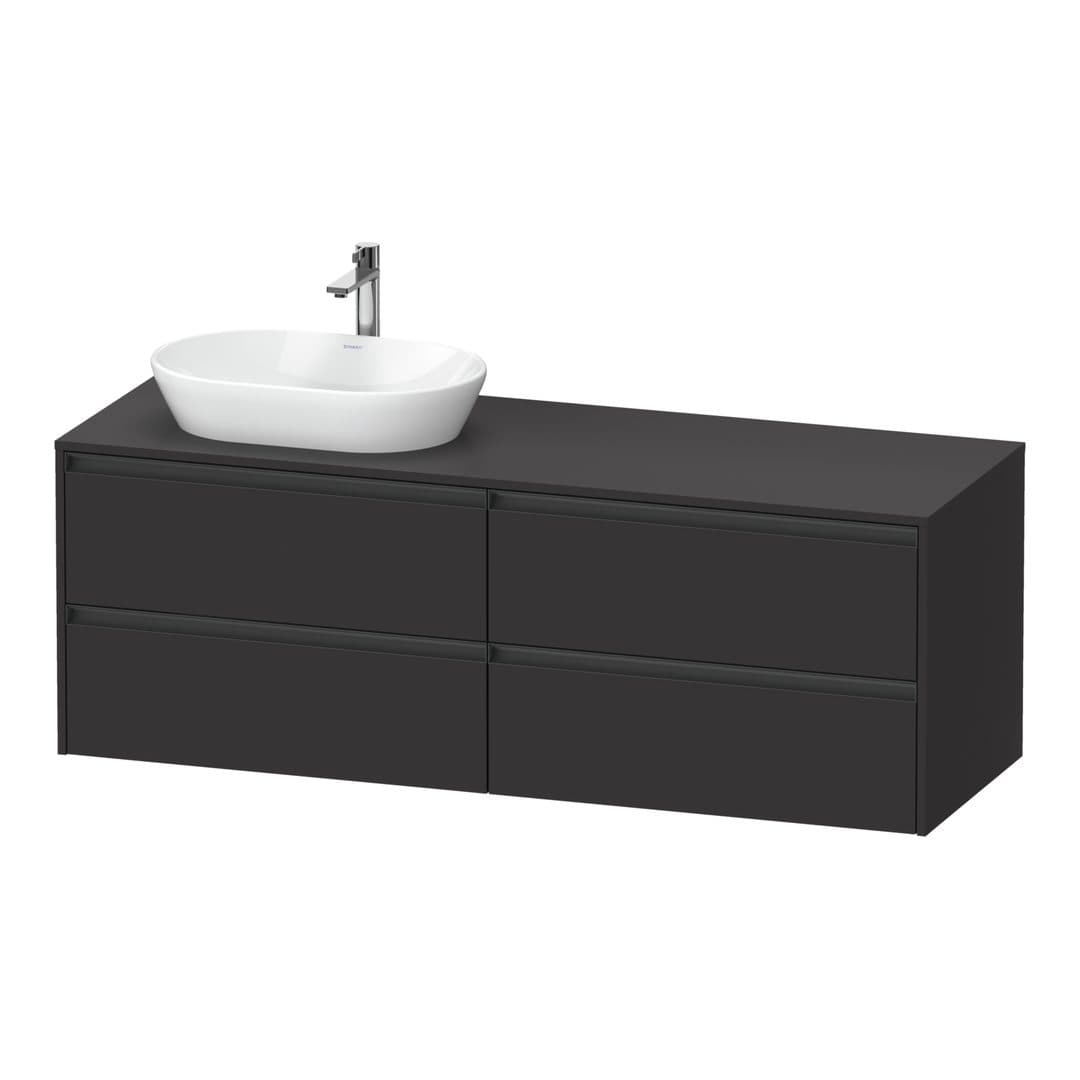 Duravit Ketho.2 – Έπιπλο Νιπτήρα – 1600 mm, για κονσόλα, 4 συρτάρια, νιπτήρας αριστερά – Graphite Super Matt, Decor (K24899L80800000)