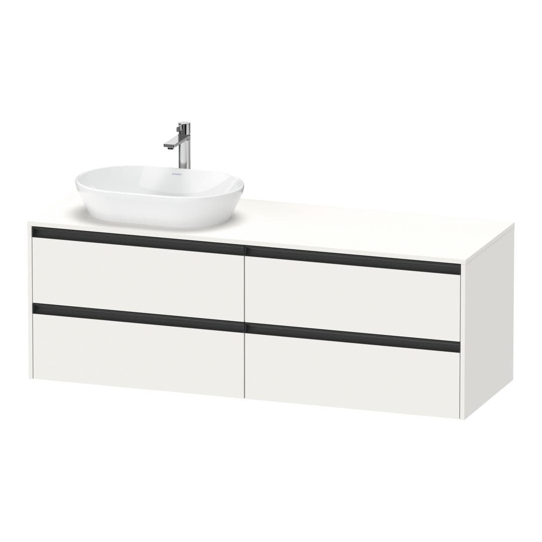 Duravit Ketho.2 – Έπιπλο Νιπτήρα – 1600 mm, για κονσόλα, 4 συρτάρια, νιπτήρας αριστερά – White Super Matt, Decor (K24899L84840000)