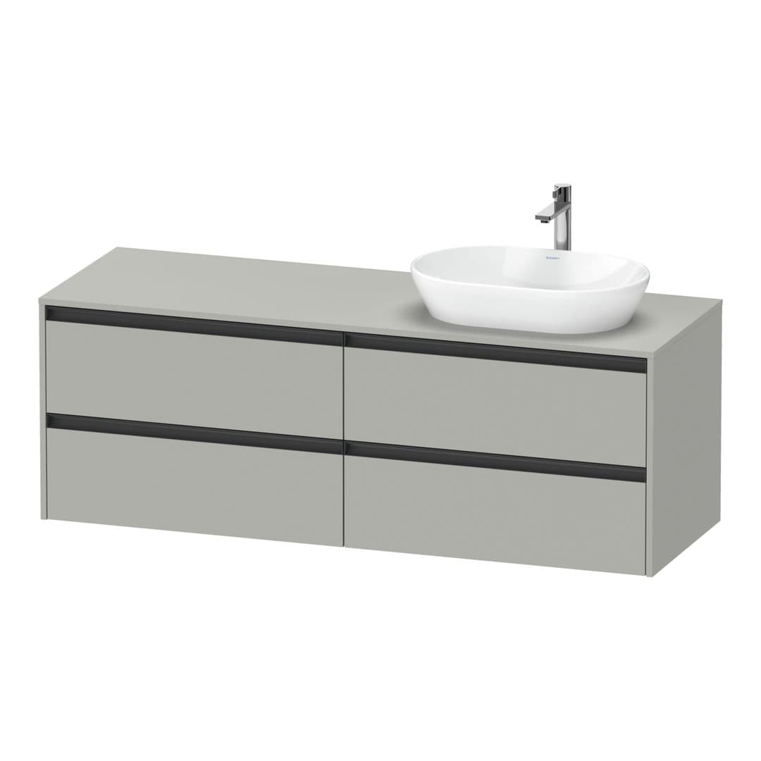 Duravit Ketho.2 – Έπιπλο Νιπτήρα – 1600 mm, για κονσόλα, 4 συρτάρια, νιπτήρας δεξιά – Concrete grey Matt, Decor (K24899R07070000)