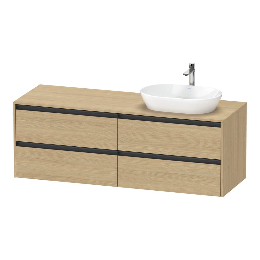 Duravit Ketho.2 – Έπιπλο Νιπτήρα – 1600 mm, για κονσόλα, 4 συρτάρια, νιπτήρας δεξιά – Natural oak, Decor (K24899R30300000)