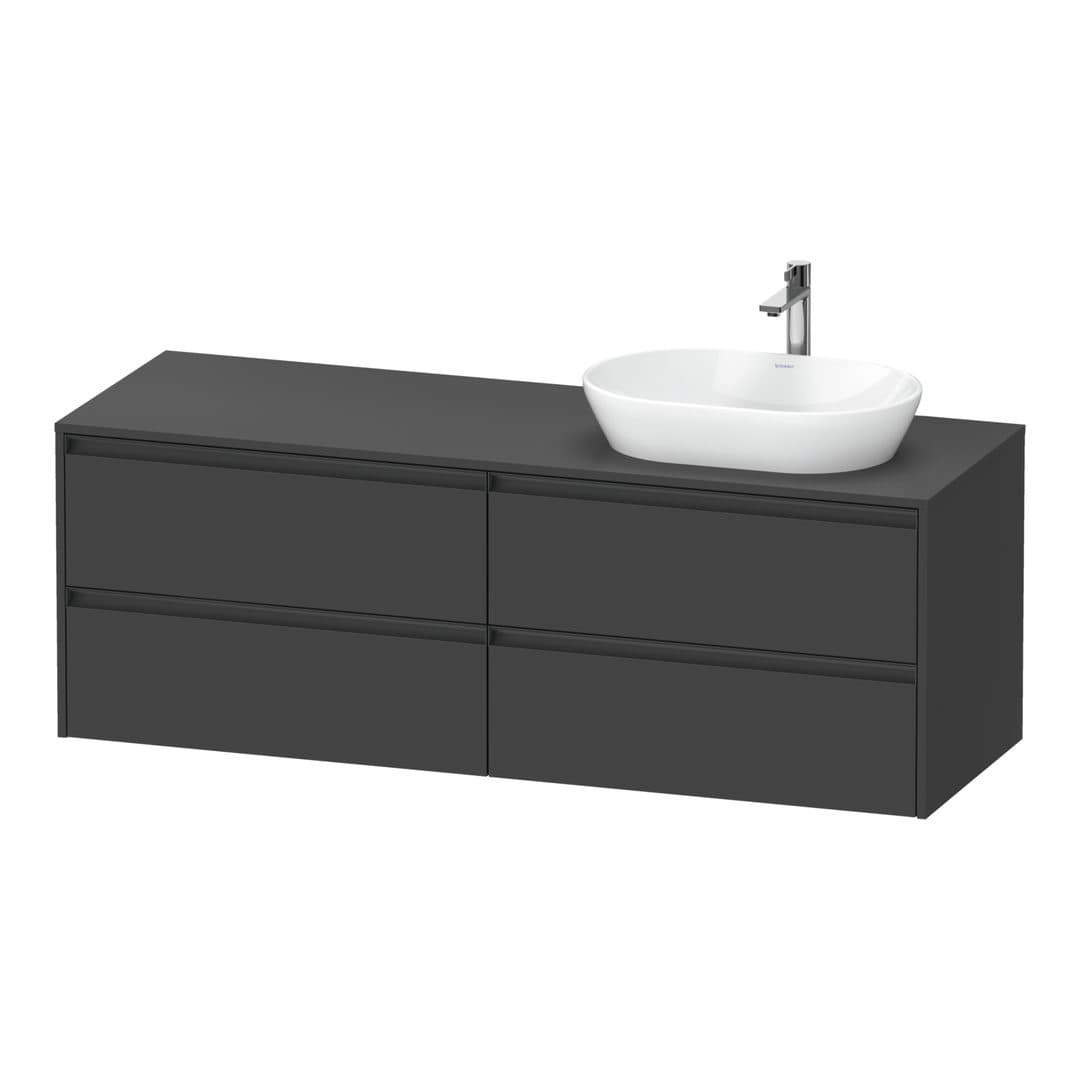 Duravit Ketho.2 – Έπιπλο Νιπτήρα – 1600 mm, για κονσόλα, 4 συρτάρια, νιπτήρας δεξιά – Graphite Matt, Decor (K24899R49490000)