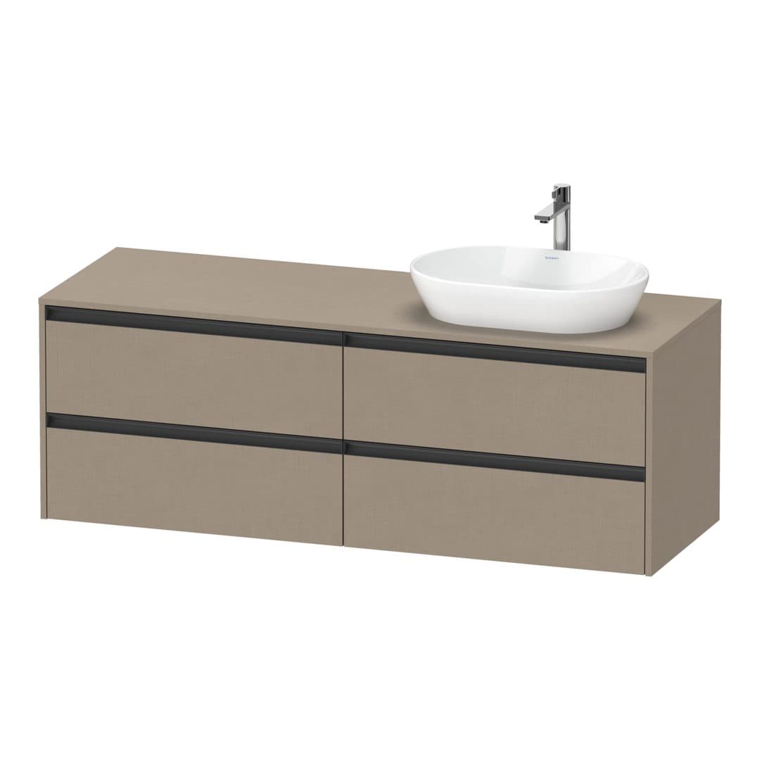 Duravit Ketho.2 – Έπιπλο Νιπτήρα – 1600 mm, για κονσόλα, 4 συρτάρια, νιπτήρας δεξιά – Linen Matt, Decor (K24899R75750000)