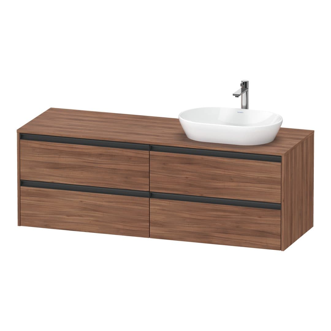 Duravit Ketho.2 – Έπιπλο Νιπτήρα – 1600 mm, για κονσόλα, 4 συρτάρια, νιπτήρας δεξιά – Walnut Matt, Decor (K24899R79790000)