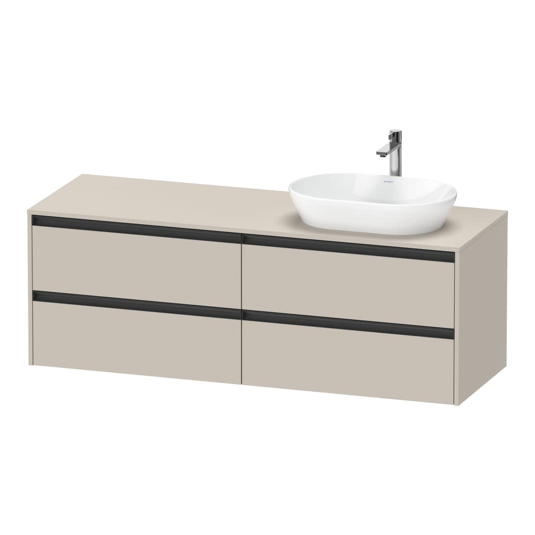 Duravit Ketho.2 – Έπιπλο Νιπτήρα – 1600 mm, για κονσόλα, 4 συρτάρια, νιπτήρας δεξιά – Taupe Matt, Decor (K24899R91910000)