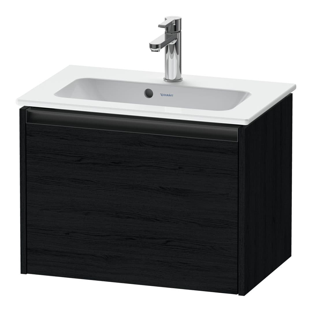 Duravit Ketho.2 – Έπιπλο Νιπτήρα – 610 mm, 1 συρτάρι, νιπτήρας κέντρο, Compact – Black oak Matt, Decor (K25055016160000)