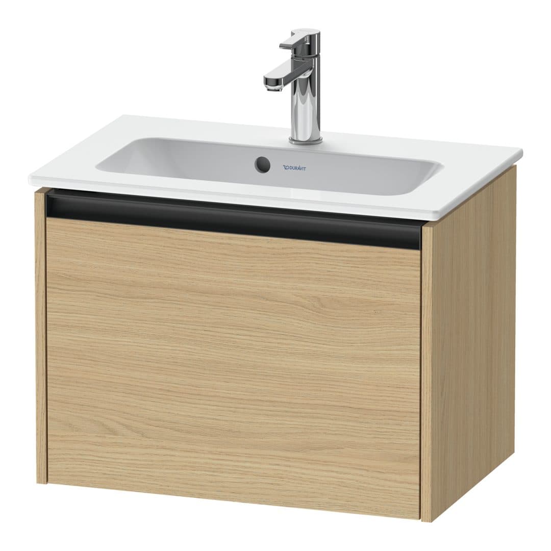 Duravit Ketho.2 – Έπιπλο Νιπτήρα – 610 mm, 1 συρτάρι, νιπτήρας κέντρο, Compact – Natural oak, Decor (K25055030300000)
