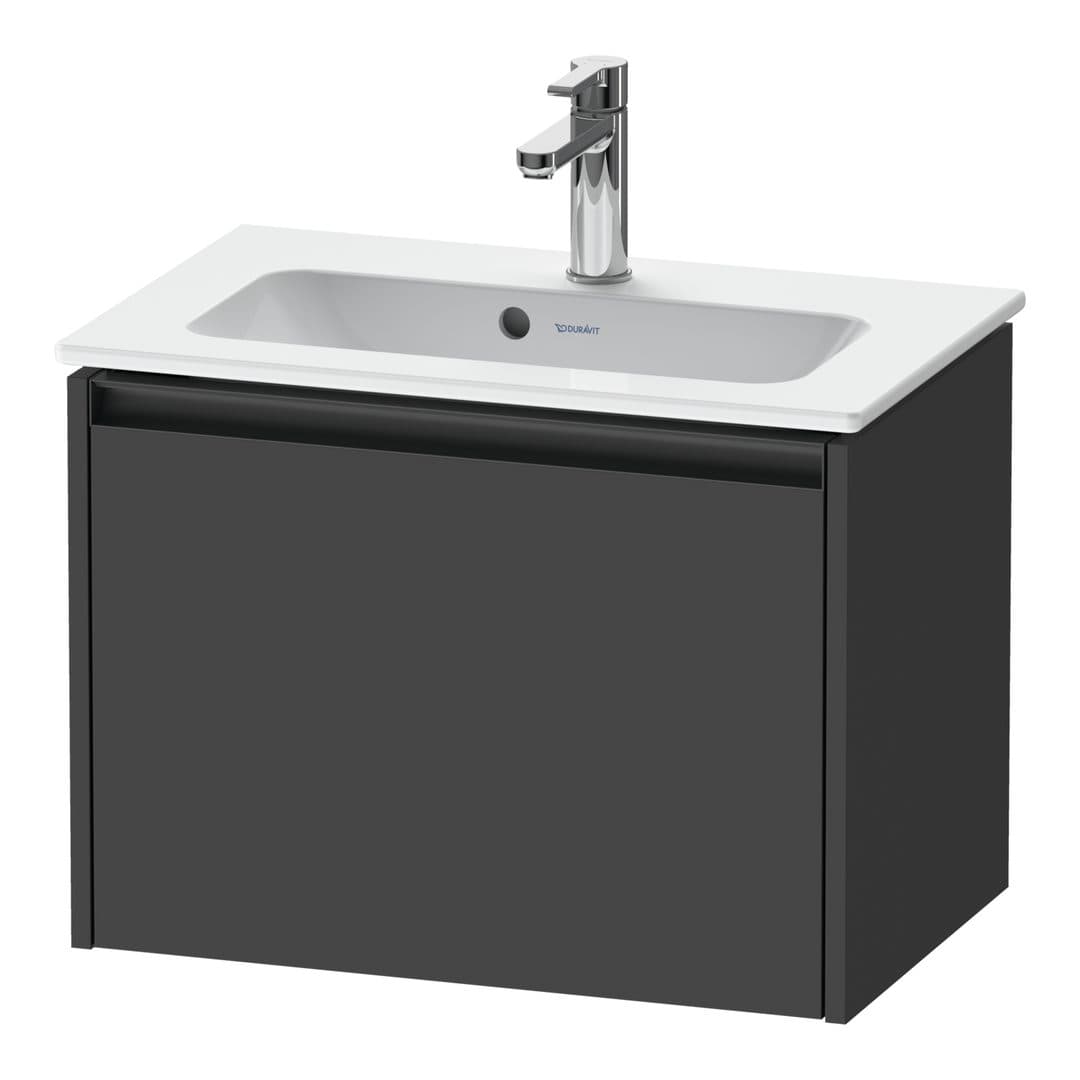 Duravit Ketho.2 – Έπιπλο Νιπτήρα – 610 mm, 1 συρτάρι, νιπτήρας κέντρο, Compact – Graphite Matt, Decor (K25055049490000)