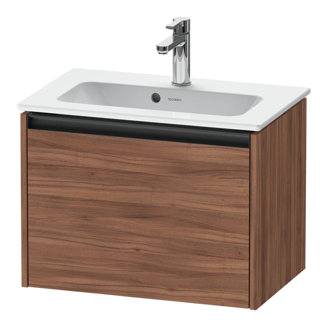 Duravit Ketho.2 – Έπιπλο Νιπτήρα – 610 mm, 1 συρτάρι, νιπτήρας κέντρο, Compact – Walnut Matt, Decor (K25055079790000)
