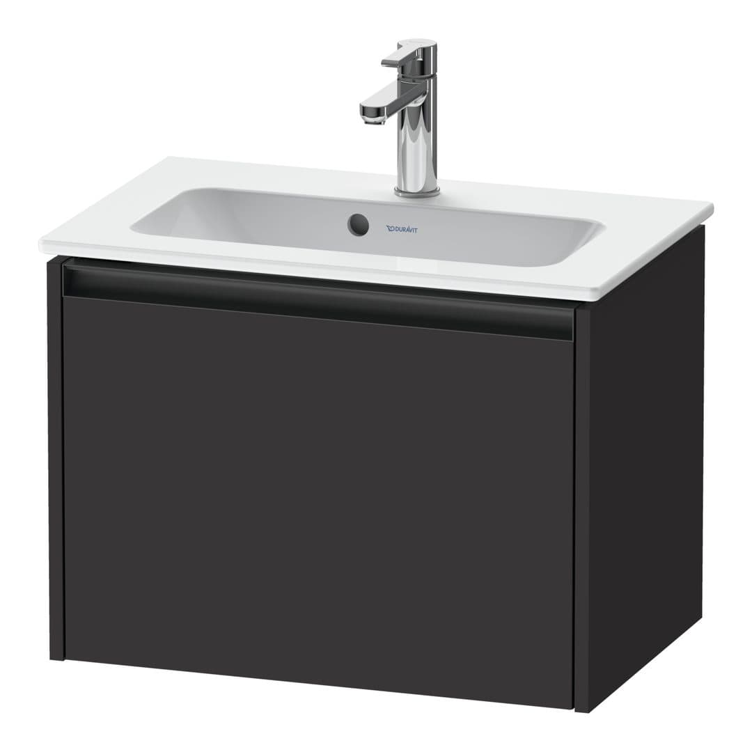 Duravit Ketho.2 – Έπιπλο Νιπτήρα – 610 mm, 1 συρτάρι, νιπτήρας κέντρο, Compact – Graphite Super Matt, Decor (K25055080800000)