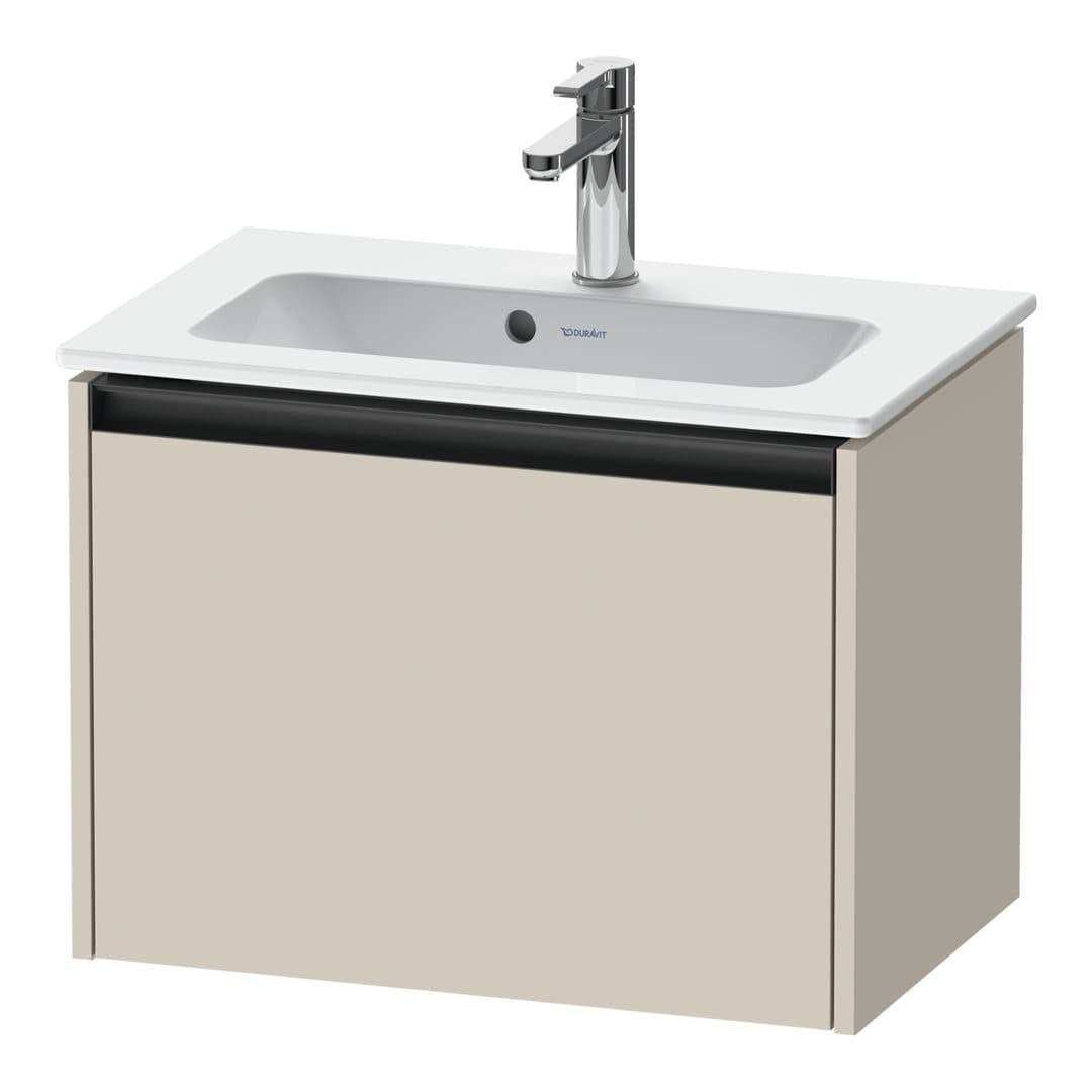 Duravit Ketho.2 – Έπιπλο Νιπτήρα – 610 mm, 1 συρτάρι, νιπτήρας κέντρο, Compact – Taupe Super Matt, Decor (K25055083830000)