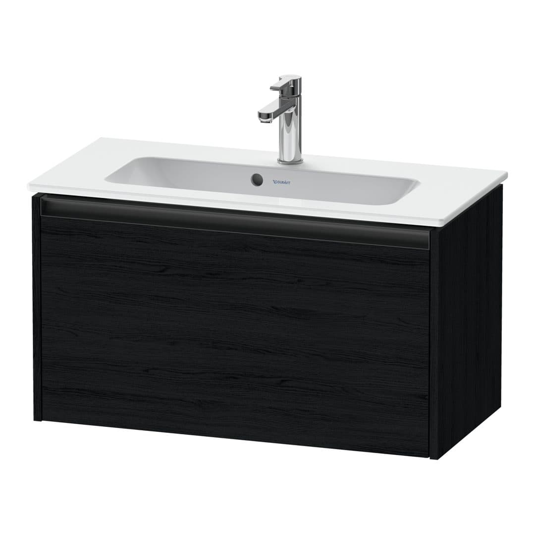 Duravit Ketho.2 – Έπιπλο Νιπτήρα – 810 mm, 1 συρτάρι, νιπτήρας κέντρο, Compact – Black oak Matt, Decor (K25056016160000)