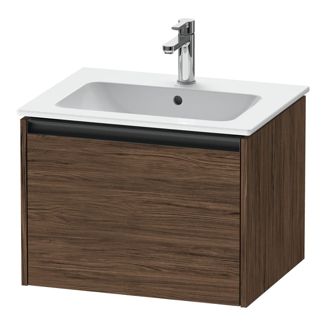 Duravit Ketho.2 – Έπιπλο Νιπτήρα – 610 mm, 1 συρτάρι, νιπτήρας κέντρο – Walnut dark Matt, Decor (K25062021210000)