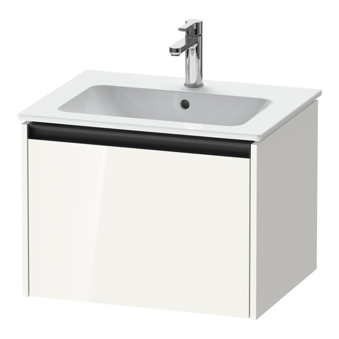 Duravit Ketho.2 – Έπιπλο Νιπτήρα – 610 mm, 1 συρτάρι, νιπτήρας κέντρο – White High Gloss, Decor (K25062022220000)
