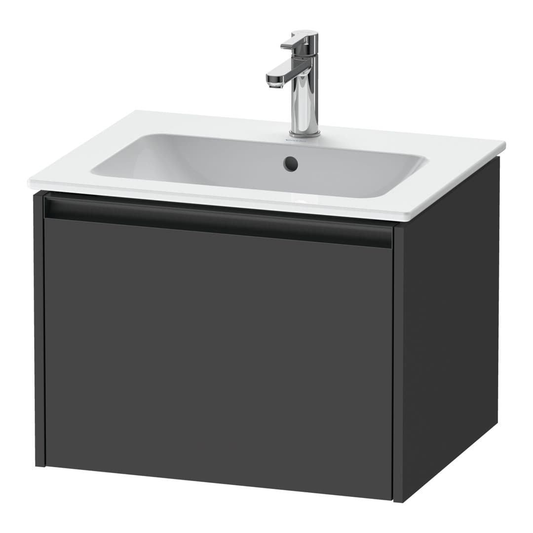 Duravit Ketho.2 – Έπιπλο Νιπτήρα – 610 mm, 1 συρτάρι, νιπτήρας κέντρο – Graphite Matt, Decor (K25062049490000)