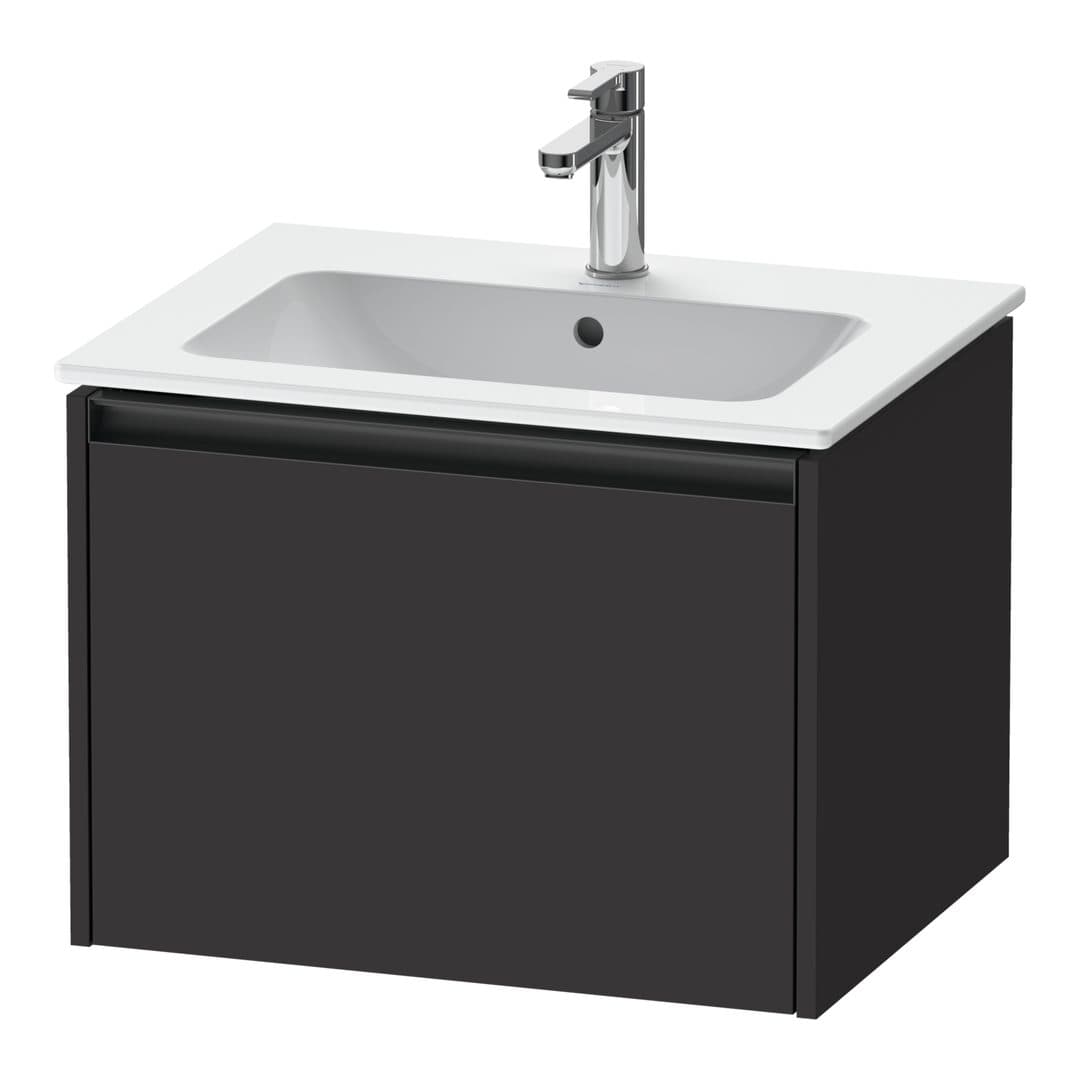 Duravit Ketho.2 – Έπιπλο Νιπτήρα – 610 mm, 1 συρτάρι, νιπτήρας κέντρο – Graphite Super Matt, Decor (K25062080800000)