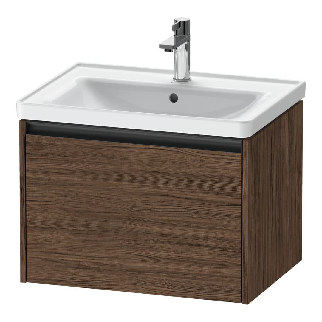 Duravit Ketho.2 – Έπιπλο Νιπτήρα – 634 mm, 1 συρτάρι, νιπτήρας κέντρο – Walnut dark Matt, Decor (K25082021210000)