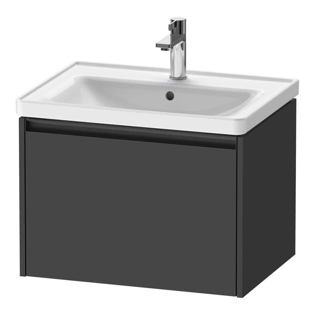 Duravit Ketho.2 – Έπιπλο Νιπτήρα – 634 mm, 1 συρτάρι, νιπτήρας κέντρο – Graphite Matt, Decor (K25082049490000)