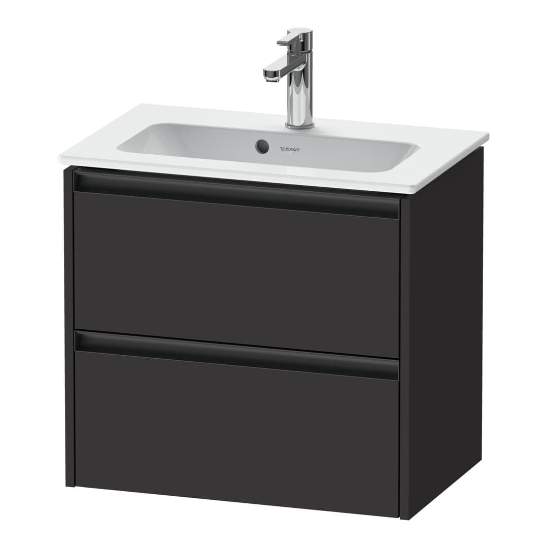 Duravit Ketho.2 – Έπιπλο Νιπτήρα – 610 mm, 2 συρτάρια, νιπτήρας κέντρο, Compact – Graphite Super Matt, Decor (K25255080800000)