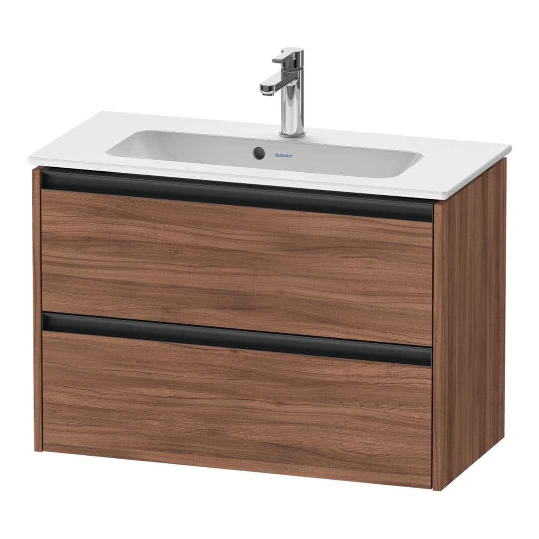 Duravit Ketho.2 – Έπιπλο Νιπτήρα – 810 mm, 2 συρτάρια, νιπτήρας κέντρο, Compact – Walnut Matt, Decor (K25256079790000)