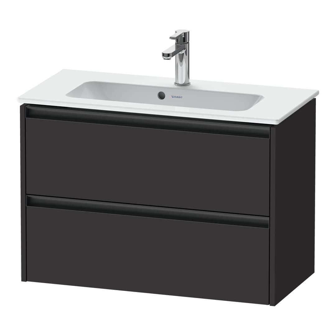Duravit Ketho.2 – Έπιπλο Νιπτήρα – 810 mm, 2 συρτάρια, νιπτήρας κέντρο, Compact – Graphite Super Matt, Decor (K25256080800000)