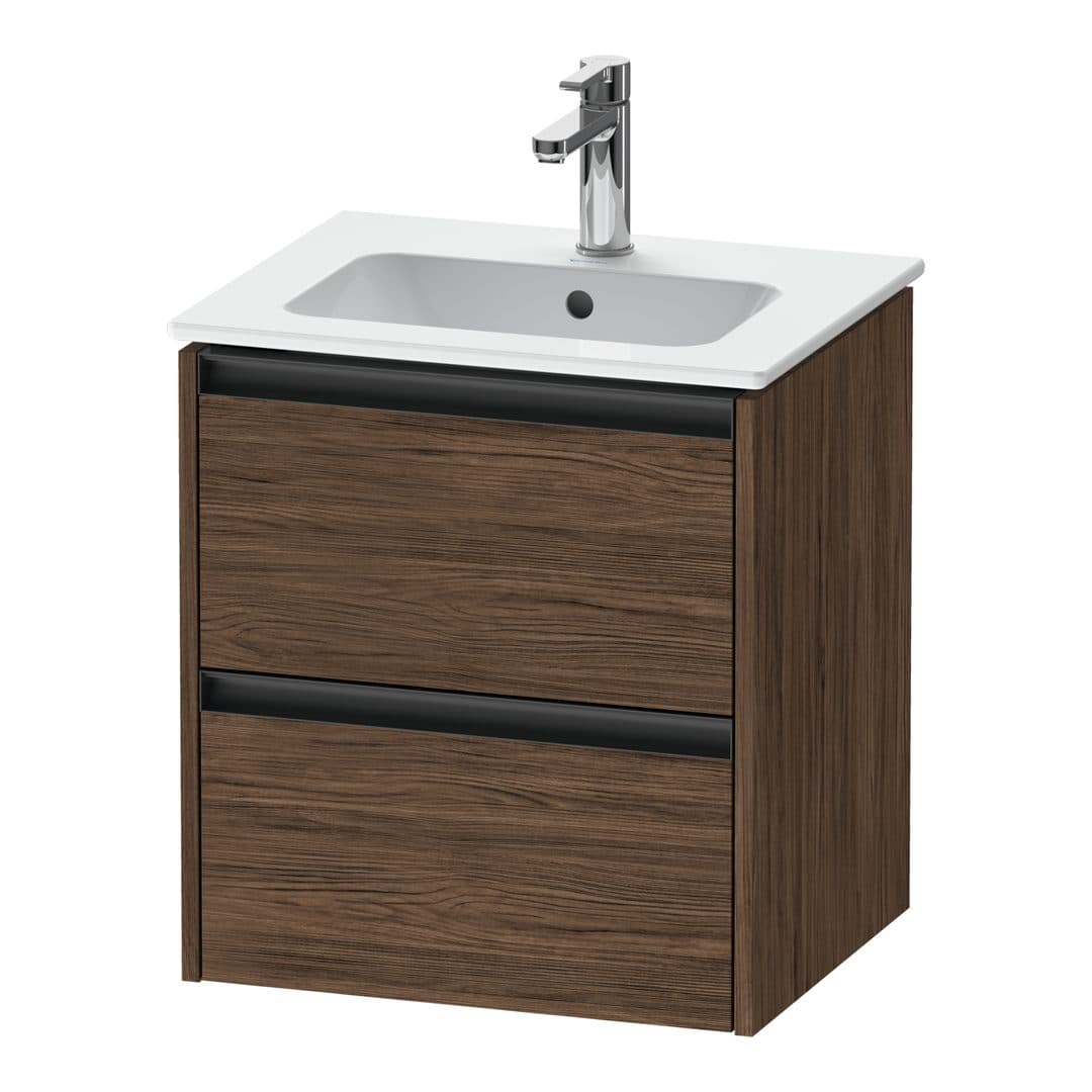 Duravit Ketho.2 – Έπιπλο Νιπτήρα – 510 mm, 2 συρτάρια, νιπτήρας κέντρο – Walnut dark Matt, Decor (K25261021210000)