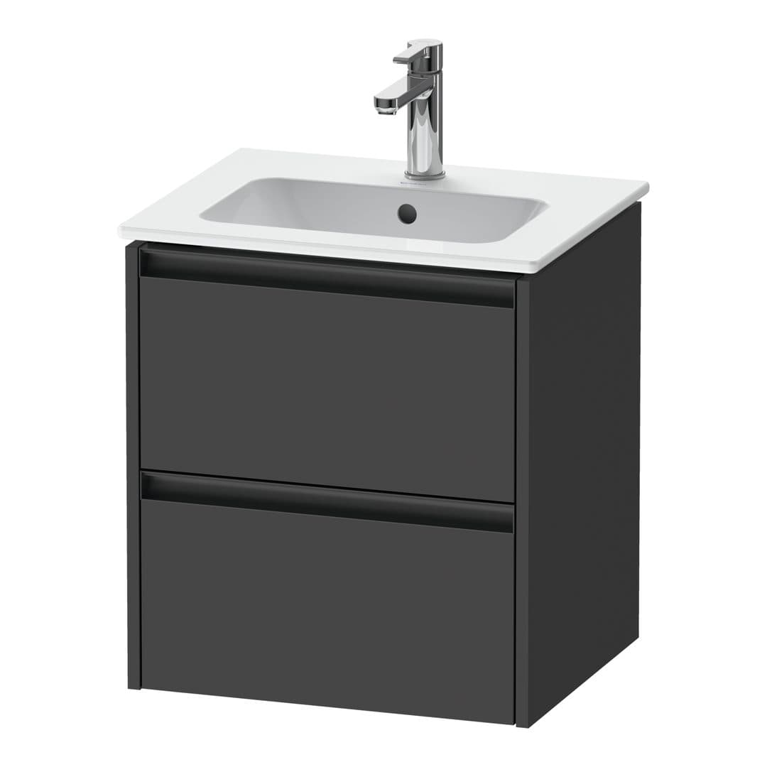 Duravit Ketho.2 – Έπιπλο Νιπτήρα – 510 mm, 2 συρτάρια, νιπτήρας κέντρο – Graphite Matt, Decor (K25261049490000)