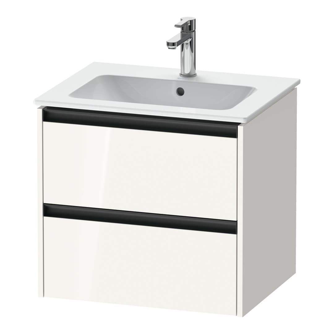 Duravit Ketho.2 – Έπιπλο Νιπτήρα – 610 mm, 2 συρτάρια, νιπτήρας κέντρο – White High Gloss, Decor (K25262022220000)