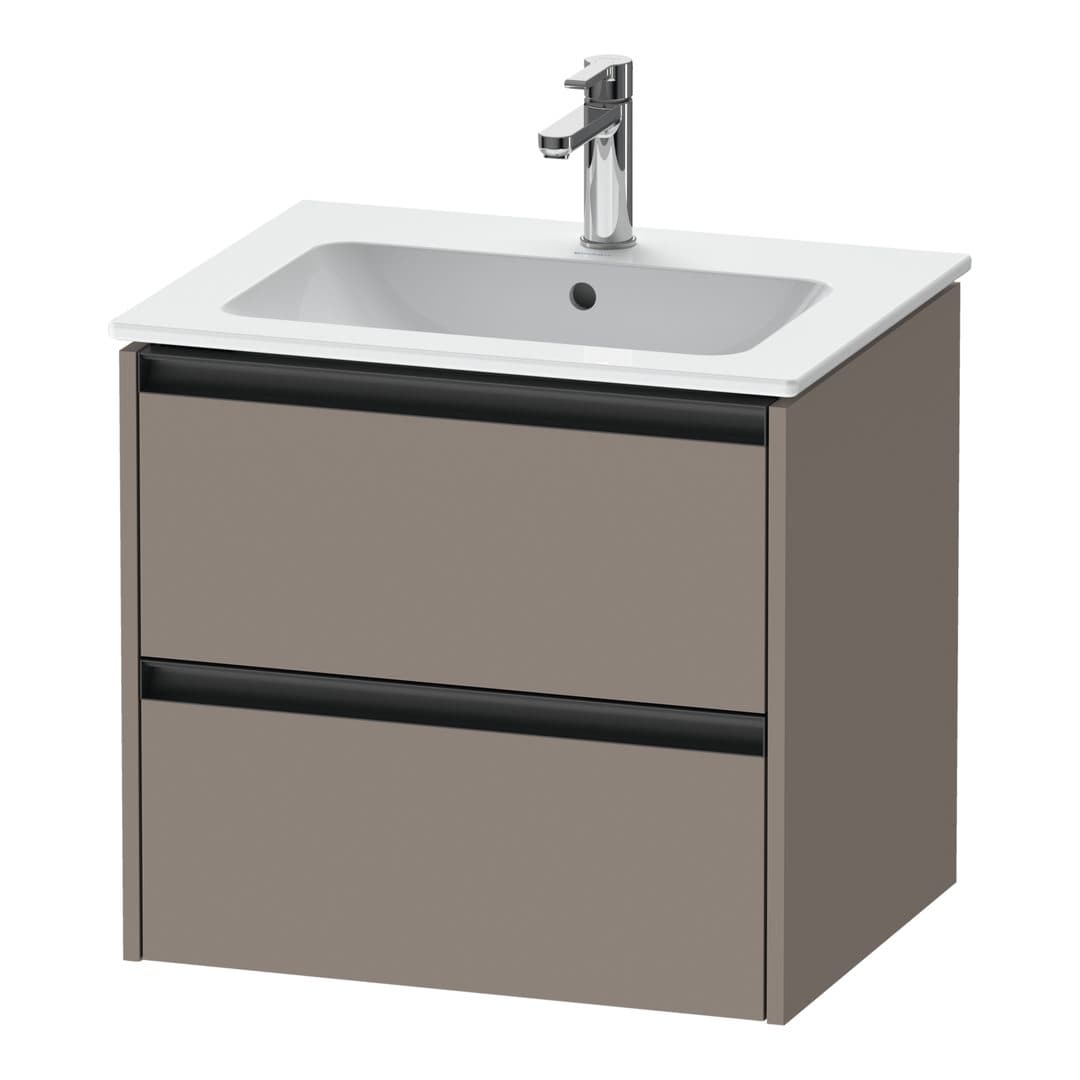 Duravit Ketho.2 – Έπιπλο Νιπτήρα – 610 mm, 2 συρτάρια, νιπτήρας κέντρο – Basalte Matt, Decor (K25262043430000)