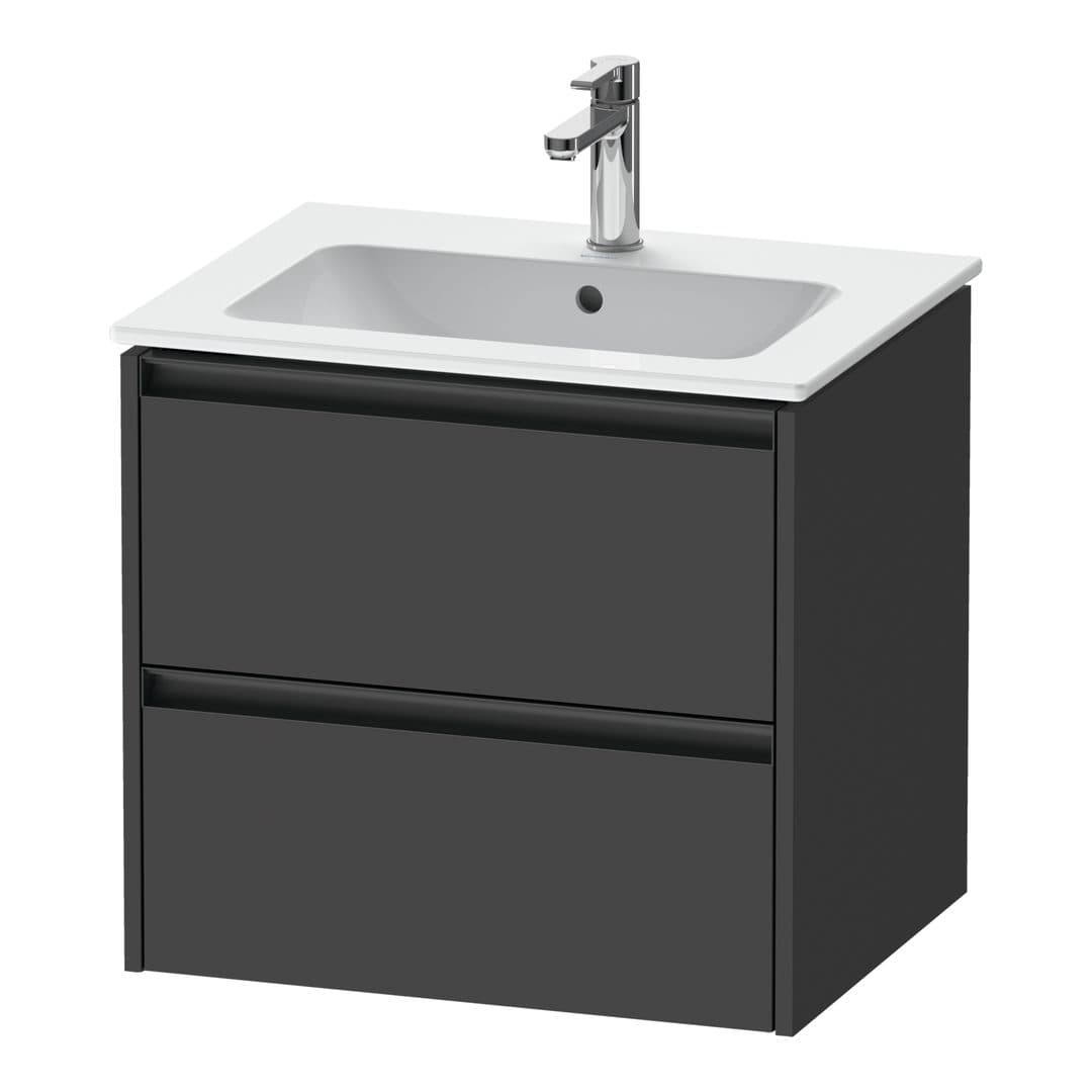 Duravit Ketho.2 – Έπιπλο Νιπτήρα – 610 mm, 2 συρτάρια, νιπτήρας κέντρο – Graphite Matt, Decor (K25262049490000)