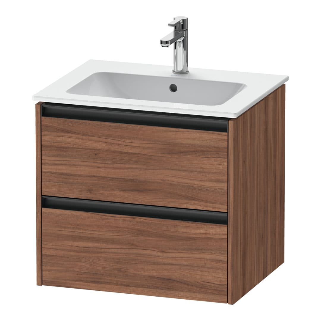 Duravit Ketho.2 – Έπιπλο Νιπτήρα – 610 mm, 2 συρτάρια, νιπτήρας κέντρο – Walnut Matt, Decor (K25262079790000)