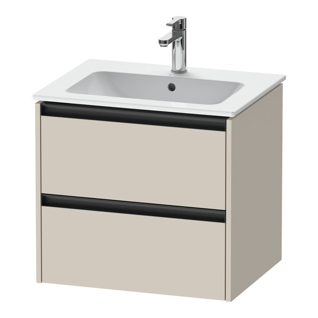 Duravit Ketho.2 – Έπιπλο Νιπτήρα – 610 mm, 2 συρτάρια, νιπτήρας κέντρο – Taupe Super Matt, Decor (K25262083830000)