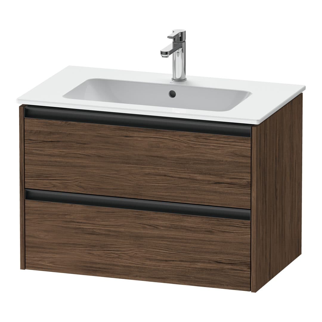 Duravit Ketho.2 – Έπιπλο Νιπτήρα – 810 mm, 2 συρτάρια, νιπτήρας κέντρο – Walnut dark Matt, Decor (K25263021210000)