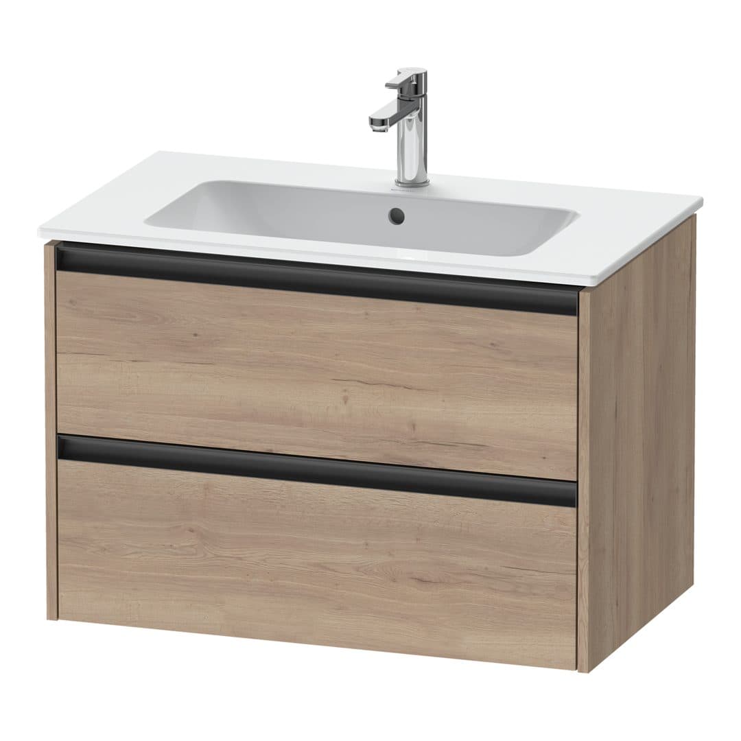 Duravit Ketho.2 – Έπιπλο Νιπτήρα – 810 mm, 2 συρτάρια, νιπτήρας κέντρο – Marbled Oak Matt, Decor (K25263055550000)