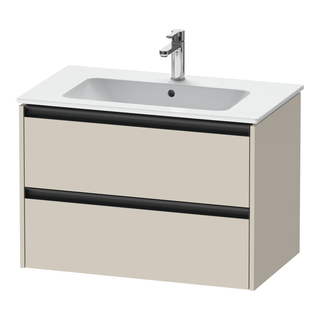 Duravit Ketho.2 – Έπιπλο Νιπτήρα – 810 mm, 2 συρτάρια, νιπτήρας κέντρο – Taupe Super Matt, Decor (K25263083830000)