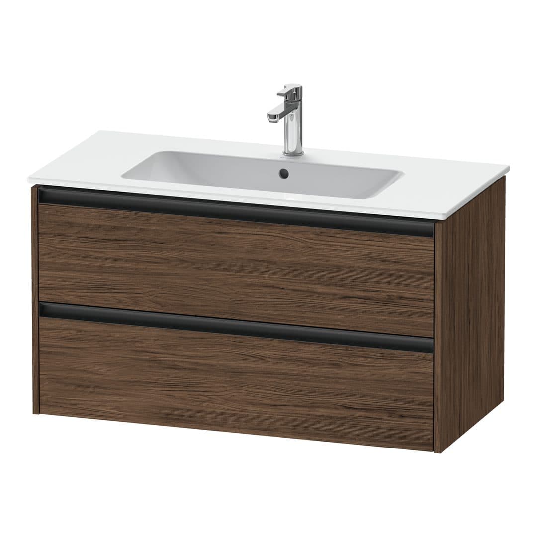Duravit Ketho.2 – Έπιπλο Νιπτήρα – 1010 mm, 2 συρτάρια, νιπτήρας κέντρο – Walnut dark Matt, Decor (K25264021210000)