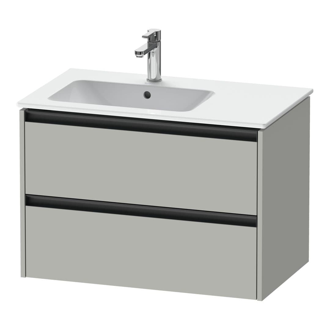 Duravit Ketho.2 – Έπιπλο Νιπτήρα – 810 mm, 2 συρτάρια, νιπτήρας αριστερά – Concrete grey Matt, Decor (K25267007070000)