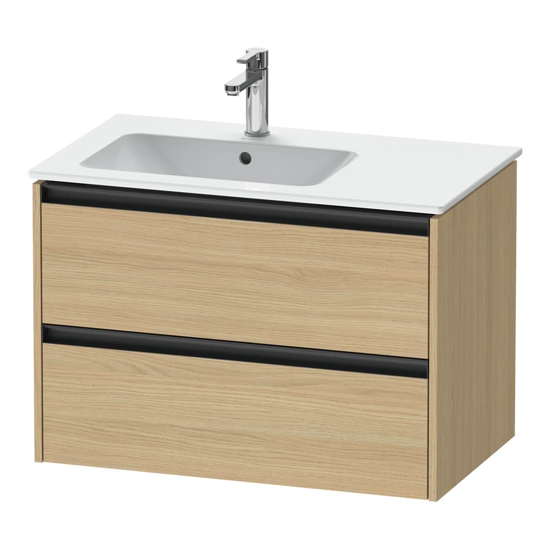 Duravit Ketho.2 – Έπιπλο Νιπτήρα – 810 mm, 2 συρτάρια, νιπτήρας αριστερά – Natural oak, Decor (K25267030300000)