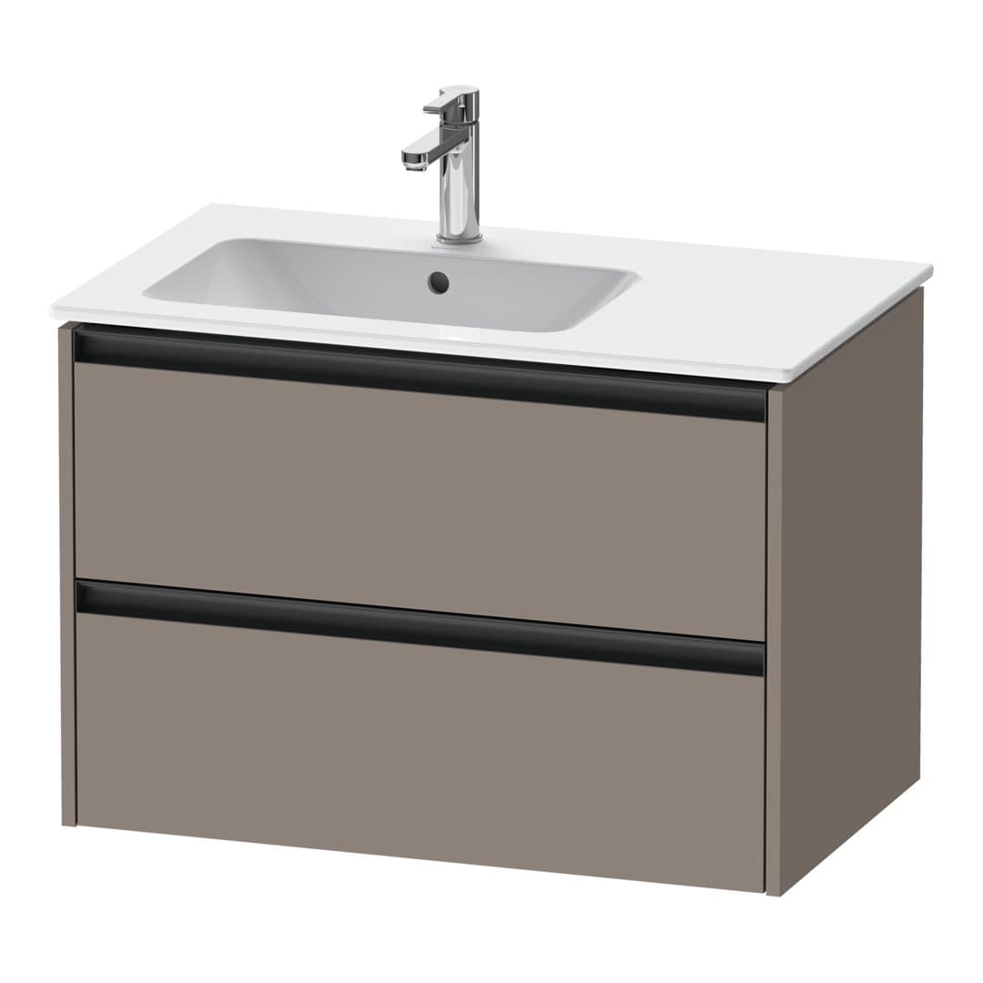 Duravit Ketho.2 – Έπιπλο Νιπτήρα – 810 mm, 2 συρτάρια, νιπτήρας αριστερά – Basalte Matt, Decor (K25267043430000)
