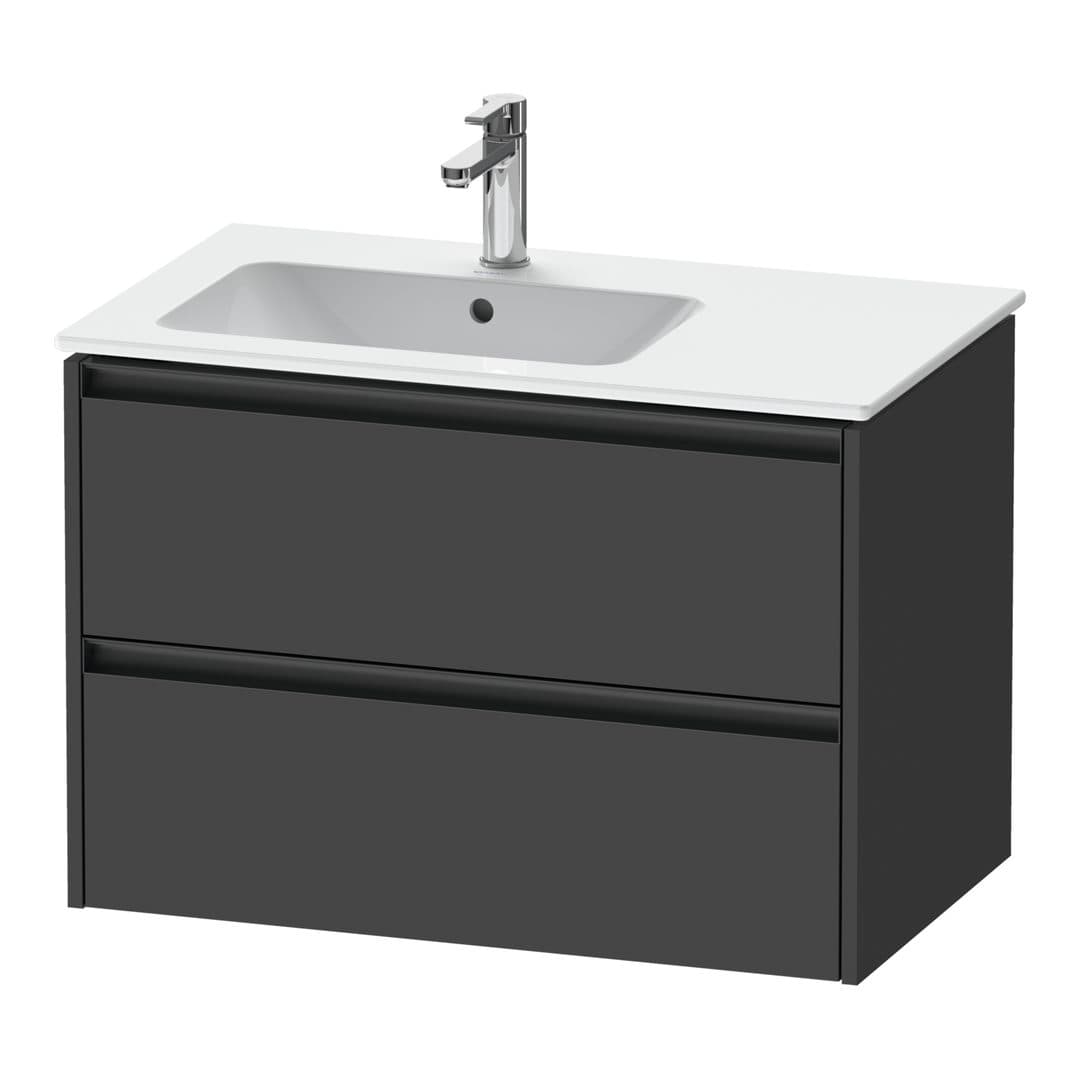 Duravit Ketho.2 – Έπιπλο Νιπτήρα – 810 mm, 2 συρτάρια, νιπτήρας αριστερά – Graphite Matt, Decor (K25267049490000)