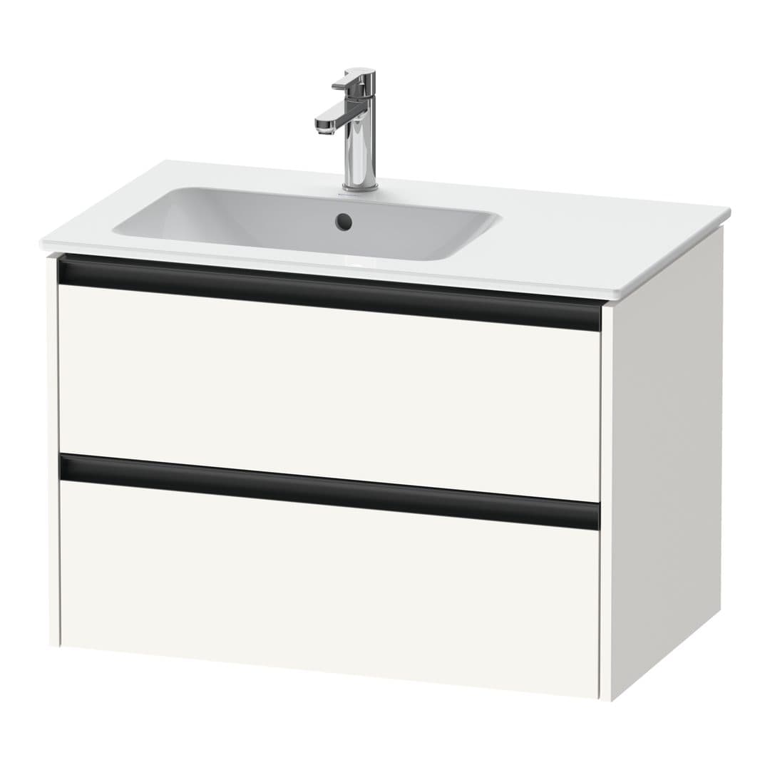 Duravit Ketho.2 – Έπιπλο Νιπτήρα – 810 mm, 2 συρτάρια, νιπτήρας αριστερά – White Super Matt, Decor (K25267084840000)