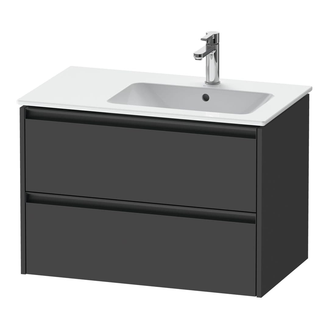 Duravit Ketho.2 – Έπιπλο Νιπτήρα – 810 mm, 2 συρτάρια, νιπτήρας δεξιά – Graphite Matt, Decor (K25268049490000)