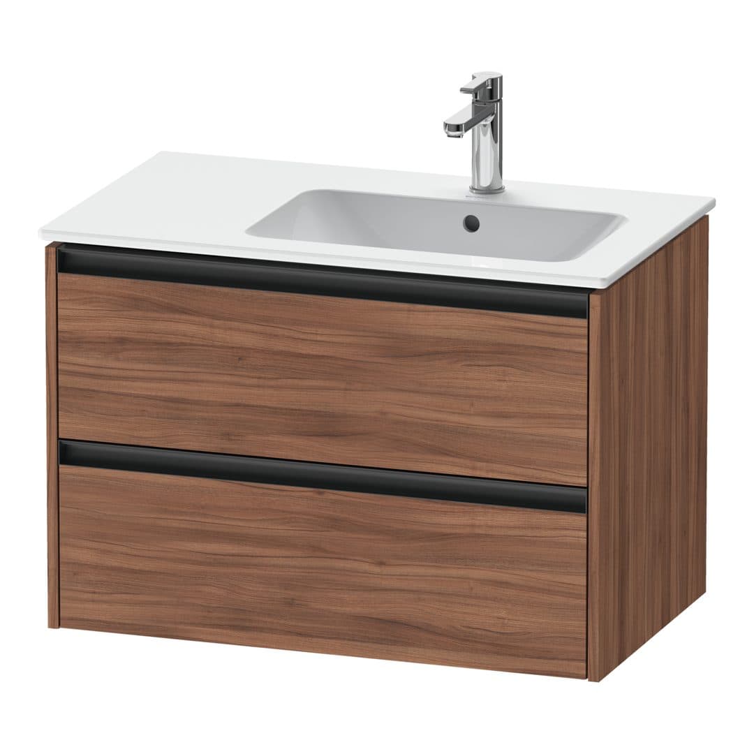Duravit Ketho.2 – Έπιπλο Νιπτήρα – 810 mm, 2 συρτάρια, νιπτήρας δεξιά – Walnut Matt, Decor (K25268079790000)